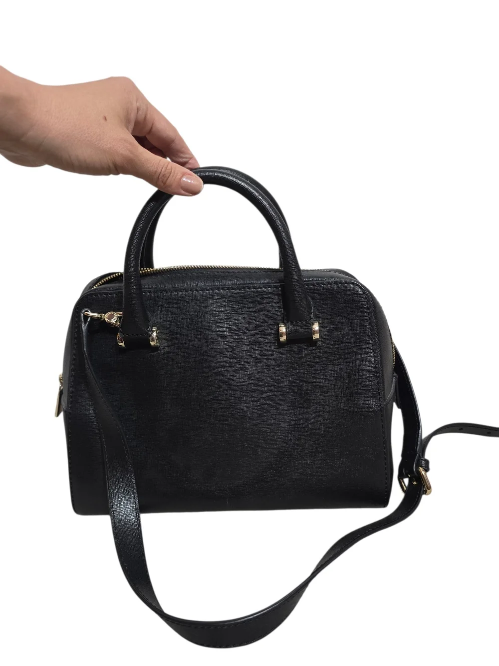 Furla Black Saffiano Leather Top Handle Bag Satchel